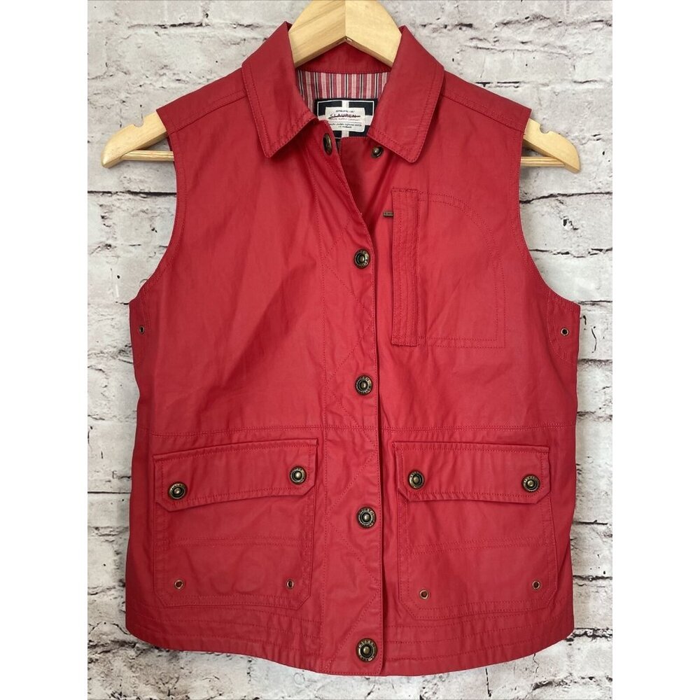 Ralph Lauren Naval Supply Company Red Cotton Vest Snap Womens XS P